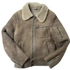 M位 ムートンジャケット ムートンライダース ブラウン 羊革 袖ジップ