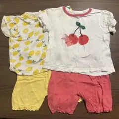 ベビー 女の子 半袖パジャマ 2点セット 80cm レモン さくらんぼのサムネイル