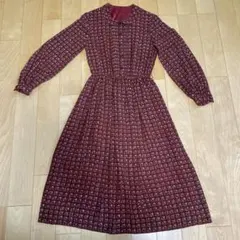 昭和レトロ　東京スタイル　シフォンワンピース　ワインカラー　サイズ　L 中古品
