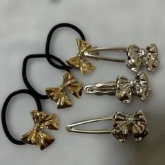 SHEIN♪リボンペアゴム&ヘアピンセット♪