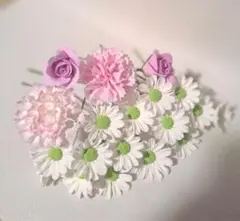 デージーいっぱいのクレイフラワー 花瓶無し