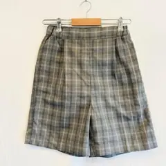 【エヘカソポ】　ハーフパンツ　ひざ丈　グレー　グレンチェック　フリーサイズ
