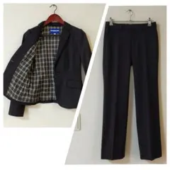 美品　BURBERRY　36　黒無地　パンツスーツ　セットアップ　ノバチェック