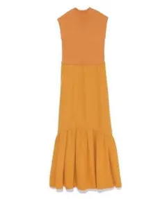 emmi オレンジ ノースリーブ ドッキングワンピース