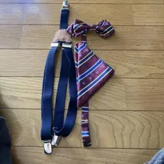 ネイビー サスペンダー 蝶ネクタイ付き