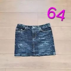 64/デニムミニスカート ダメージ加工