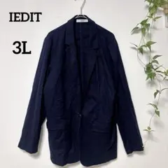 IEDITイディット リネン混テーラードジャケット ネイビー 3L 大きいサイズのサムネイル