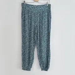 青系花柄 グレー Lサイズ イージーパンツ ジョガー リラックス ルーム ゴム
