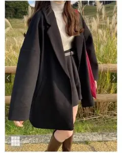 GRL ルーズテーラードコート ブラック ze585