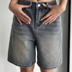 デニム ワイドパンツ ストリート カジュアル デニムショーツ ショートパンツのサムネイル
