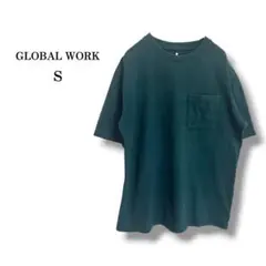 【GLOBAL WORK】グローバルワーク　コットンTシャツ　胸ポケット　緑　S