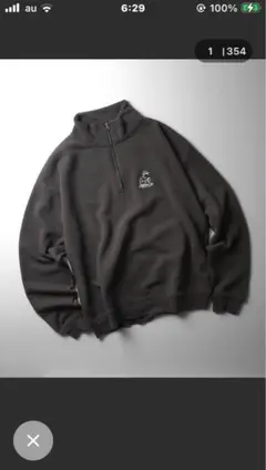 ダークグレー ジッパー付きハイネック スウェット