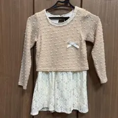 ベージュ フォーマルワンピース キッズ　レディース　130cm