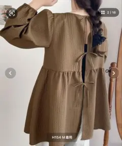 美品　チュニック　ブラウス　ブラウン　Ｌ