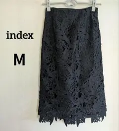 美品　index スズランレースタイトスカート ネイビー　ブラック Mのサムネイル
