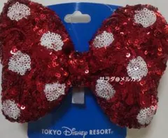 新品　ディズニー　ミニー　スパンコール　ヘアゴム　ヘアポニー　リボン　レッド　白
