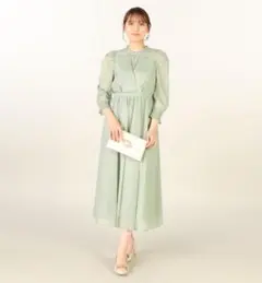【新品】赤字処分 結婚式 お呼ばれ 二次会 プチハイネック シフォンフレアドレス
