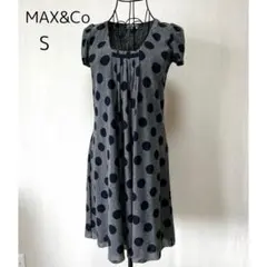 MAX&Co. マックスアンドコー　ドット柄 半袖ワンピース グレー　S