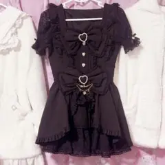 LIZLISA フロントカシュクール BIG リボン セットアップ 半袖