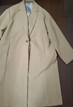 美品【ELLE/38号】レディースベージュ シングルボタン ロングコート