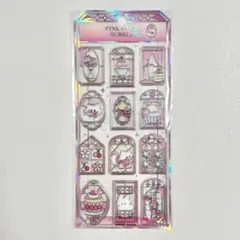 ステンドグラス風　クリア　ステッカー　シール　ピンク