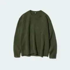 ユニクロ　スフレヤーン　クルーネックセーター　56 olive オリーブ　L