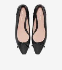 コールハーンクリアバレエ　ブラックリボン付きフラットシューズ24.5cm