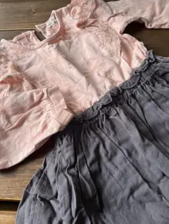 branshes ブランシェス　フリル付き長袖ワンピース　110㎝