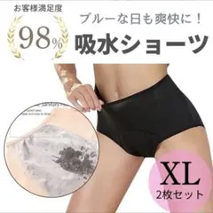 吸水ショーツ　XLサイズ　ブラック　サニタリー　レディース　パンツ　2枚セット