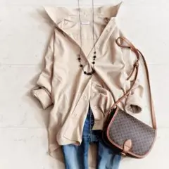 美品✨アクリス AKRIS バージンウール オーバーシャツ ベージュ 羽織