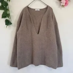 【a.v.v】アーヴェヴェ Vネック リブニット L 長袖 グレー イトキン