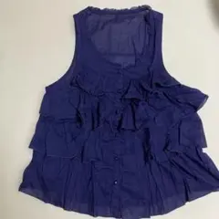 URBAN NOWフリルノースリーブシャツ M ネイビー