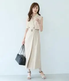 【新品未使用】 アンデミュウ トレンチ風 ノースリーブワンピース