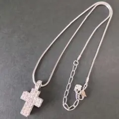 希少サイズ SWAROVSKI クロスネックレス パヴェ 約4cm 大ぶり 美品 