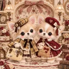 1115　犬柄　パネル生地　おめかしわんこ　いのみパネル生地