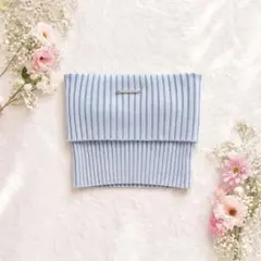 Chico チコ ロゴプレート付リブベアトップ ブルー Fサイズ