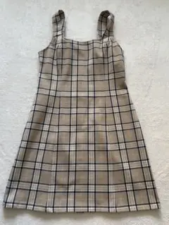 GU チェック ミニジャンパードレス ワンピース
