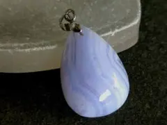 ☆美品☆高品質☆ブルーレースアゲート　ペンダントトップ　18KGP素材　①