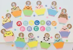 カップケーキ型 誕生日表 保育園 幼稚園 春
