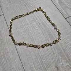 ゴールドチェーンネックレス 天然石付き
