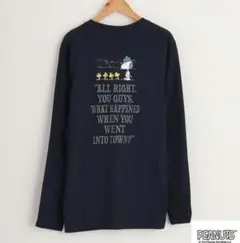 スヌーピー　ビーグルスカウト　ロンＴシャツ　長袖　刺繍　メンズL　ネイビー