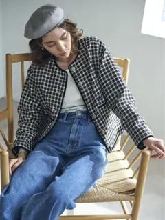 SNIDEL バリエツイードジャケット フリーサイズ 黒 白 チェック