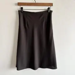 フレアスカート ひざ丈 Lサイズ ダークブラウン コムサイズム サイドファスナー