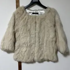 mystic ラビットファーノーカラージャケット　クリーム色