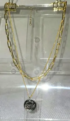 ゴールド＆シルバー ダブルレイヤード チェーンネックレス