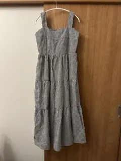 ギンガムチェック ロングキャミワンピース