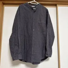 GU バンドカラーシャツ チェック柄 長袖