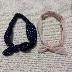 H&M ヘアバンド 2点セット ネイビー・ピンク