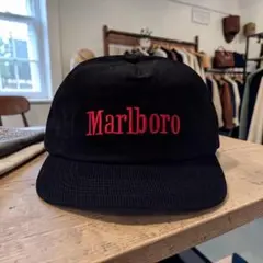 Marlboro マルボロ コーデュロイキャップ CAP ブラック 黒 赤刺繍