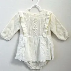 mamaraku ロンパース ワンピース風 ニット フリル 80cm アイボリー